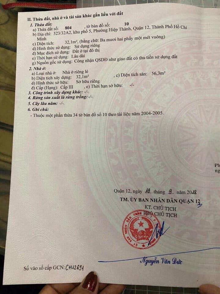 Nhà Bán Hiệp Thành Quận 12